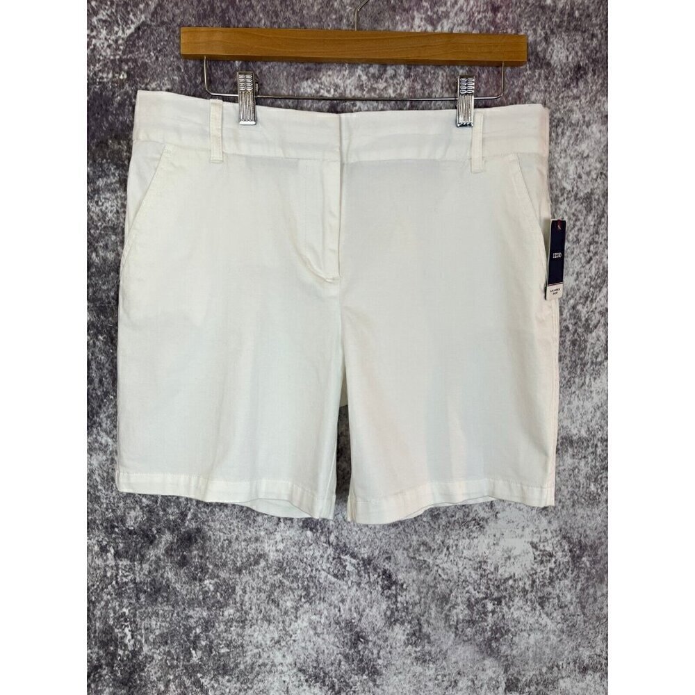 Izod Shorts Women's 10 White Chino Bar Harbor Khaki Golf Preppy Stretch‎ NEW
